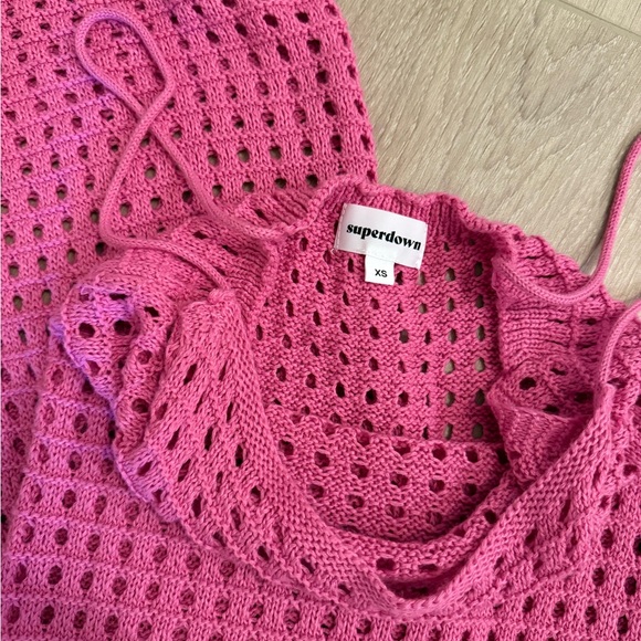 Superdown Fuchsia Crochet Knit Pants - Picture 2 of 2